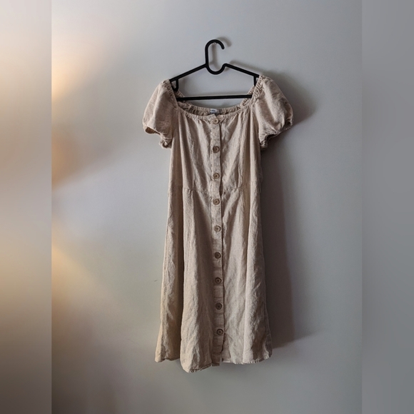 Tan Linen Summer Dress - Picture 1 of 2